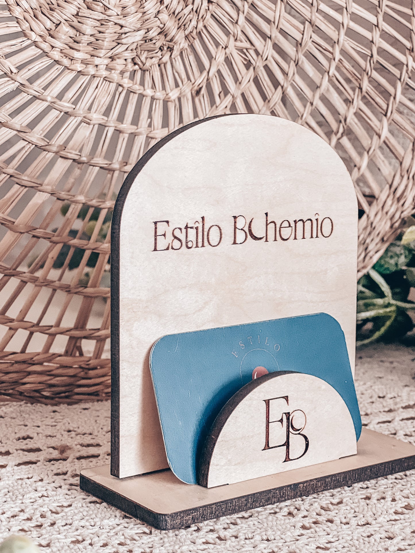 Personalized Wood Business Card Stand