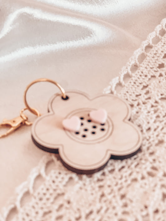 Wood Flower Earrings  Holder Keychain